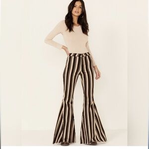 SOLD ‼️Striped Flare Pants - Black and Tan